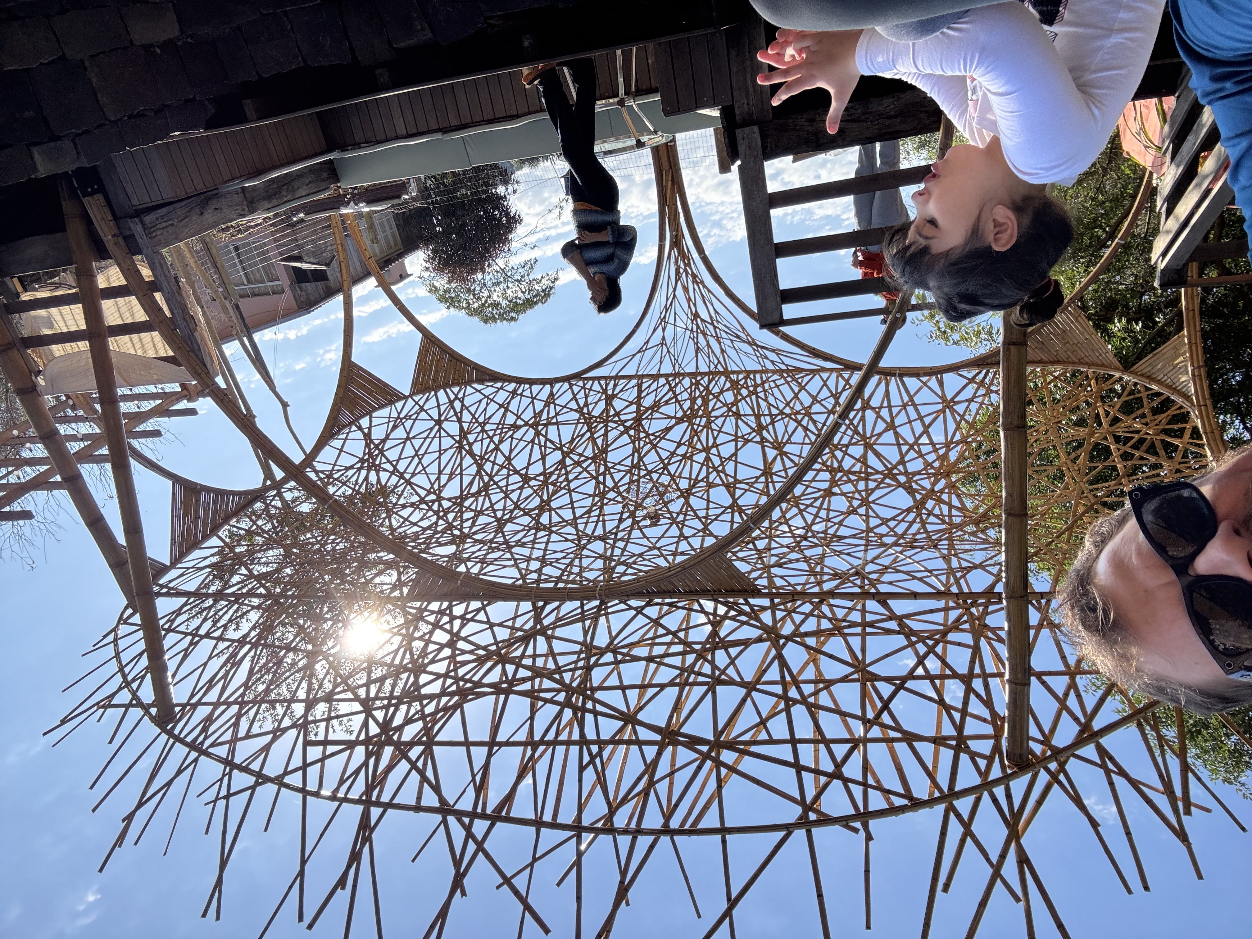 The finished pavilion being enjoyed on a sunny day