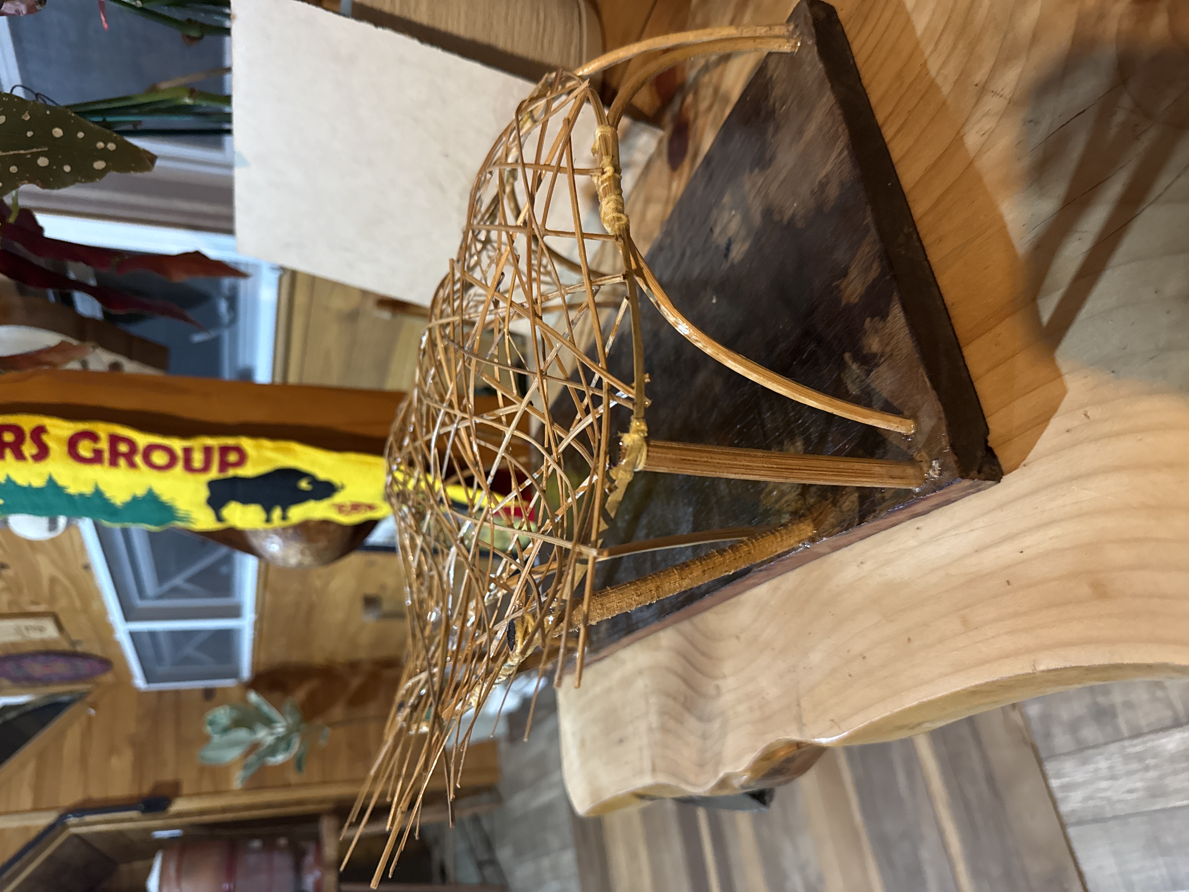 A closer look at the machete with the completed bamboo structure