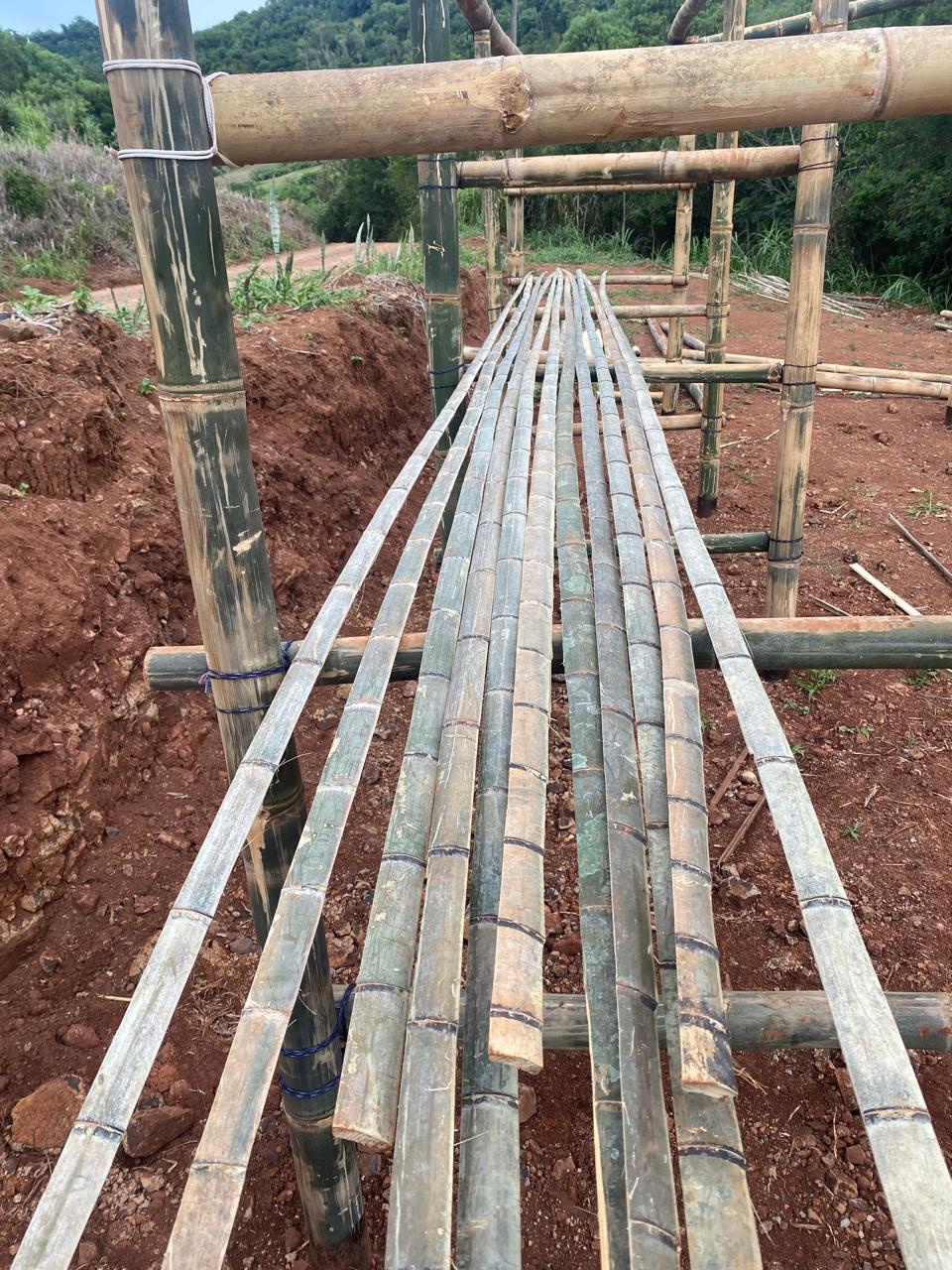 Bamboo strips (ripas) prepared for arch assembly